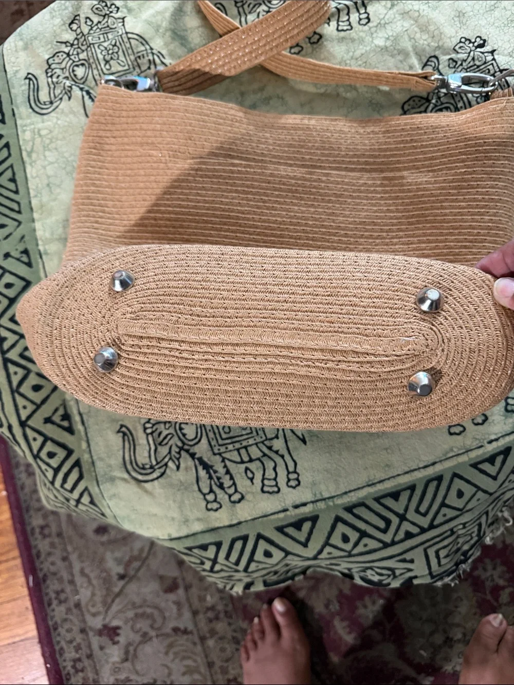 Neutral Woven Crossbody Bag - Taupe